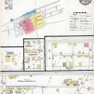 1887 Plan de la ville de Mifflinburg Union County en Pennsylvanie