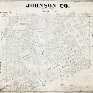 1887 Farm Line Map of Johnson County Texas