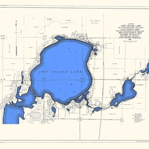 Carte de 1916 du comté de Lost Island Lake Clay et du comté de Palo Alto, Iowa