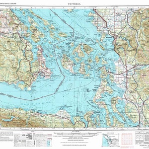 1957 Carte topographique de l'île Victoria, Washington, San Juan, île Bellingham Camano
