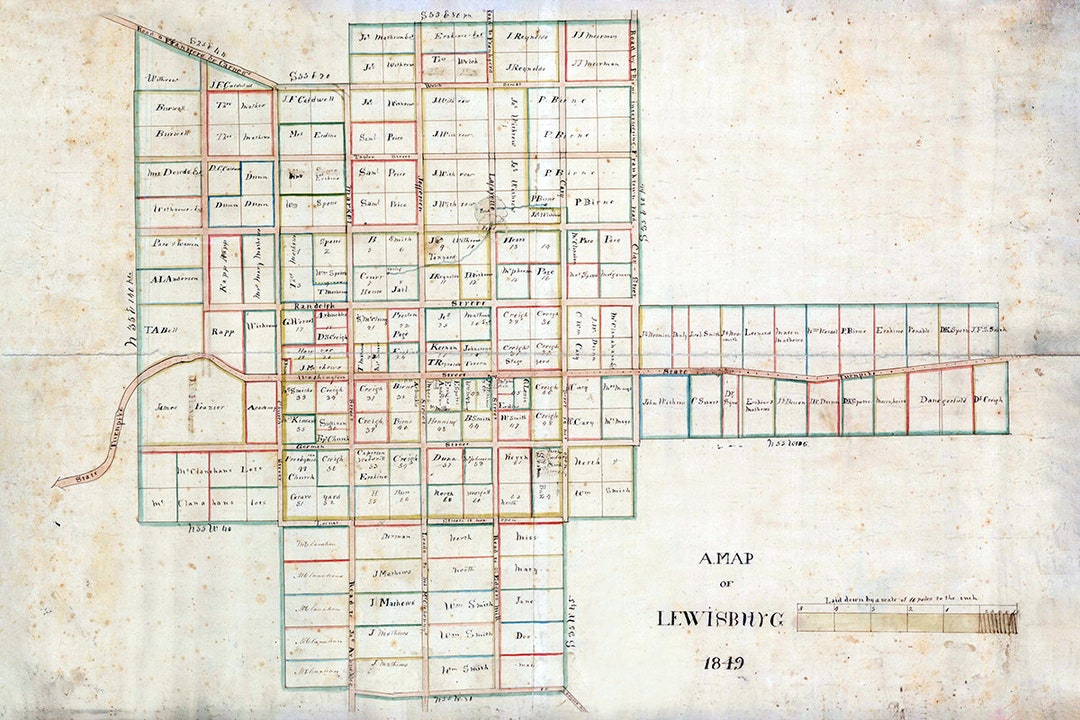 1849 Town Map of Lewisburg West Virginia Etsy