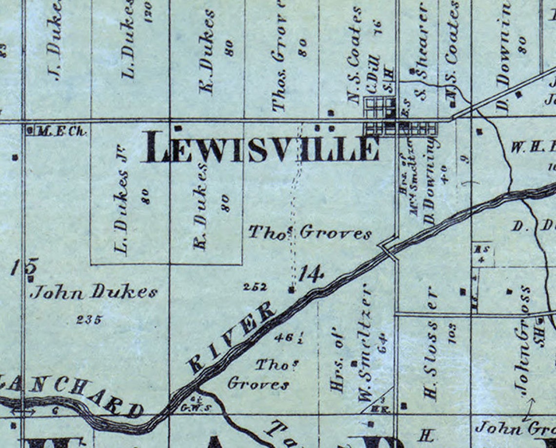 1863 Farm Line Map of Blanchard Township Hancock County Ohio Etsy