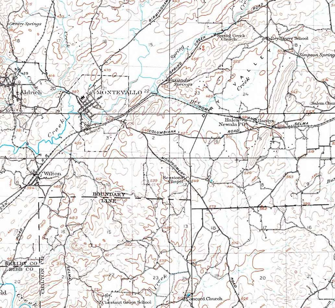 1910 Topo Map of Montevallo Alabama Etsy