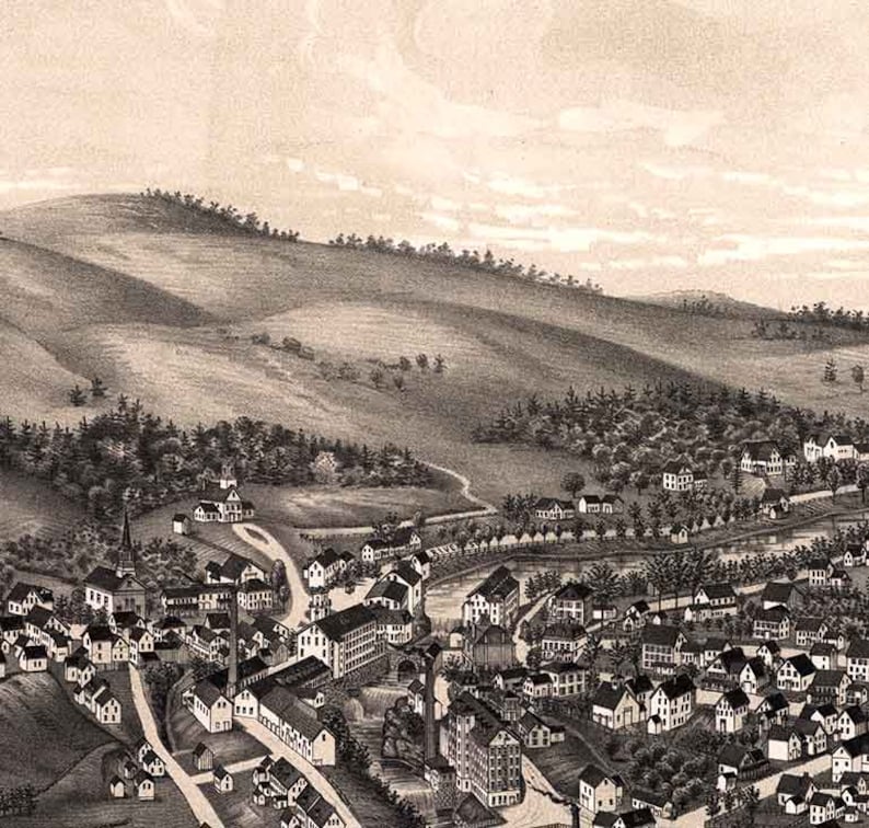 1886 Panoramic Map of Greenville New Hampshire Etsy
