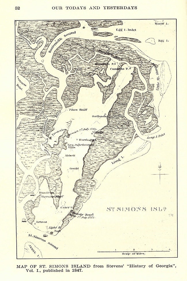 1847 Map of Saint Simons Island Etsy