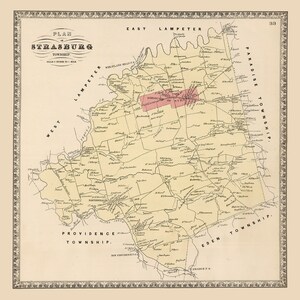 1864- Karte von Straßburg Township Lancaster County Pennsylvania
