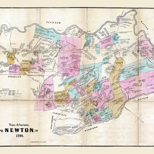 1700 Map of the town of Newton Massachusetts