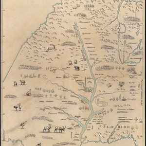 1682 Early Map of the Mississippi River Area
