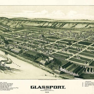 Panoramische kaart uit 1902 van Glassport Allegheny County, Pennsylvania