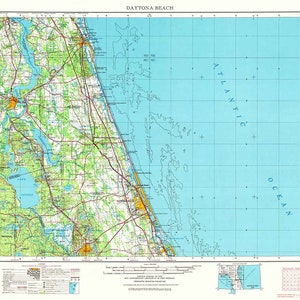 Topo-kaart uit 1954 van Daytona Beach, Florida