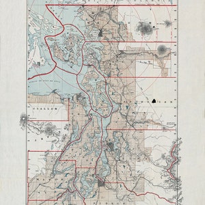 Carte 1891 de Puget Sound Country Washington