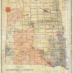 Carte du territoire du Dakota de 1879