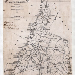 1820 Map of Lancaster County South Carolina