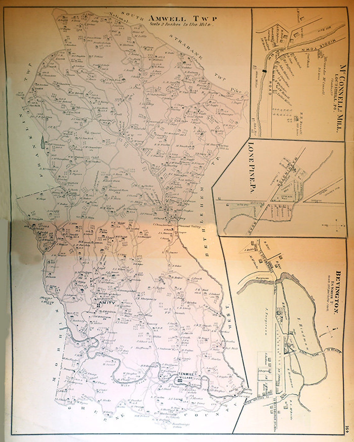 1876 Map of Amwell Township Washington County Pennsylvania Etsy