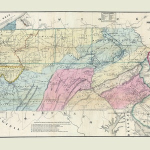 1792 Map of Indian Territory Changes and Names of Pennsylvania
