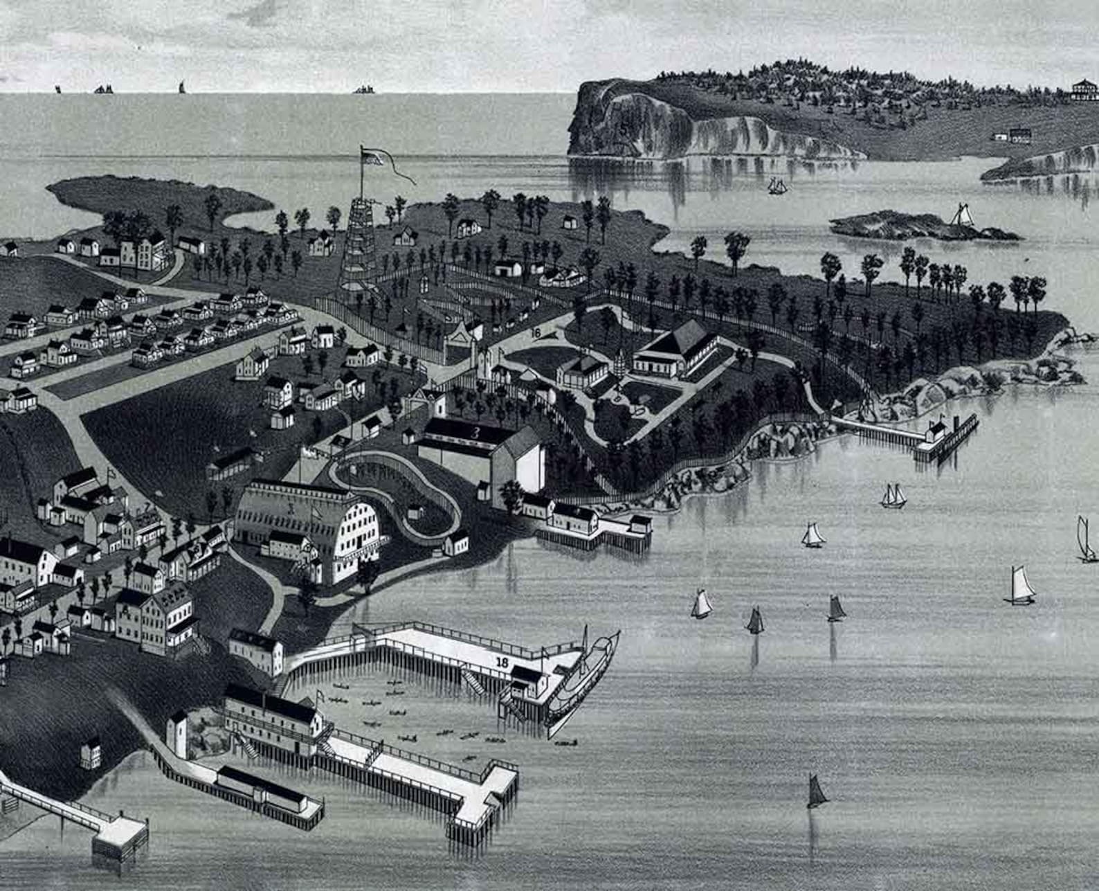 1886 Panoramic Map of Peaks Island Portland Harbor Maine Etsy