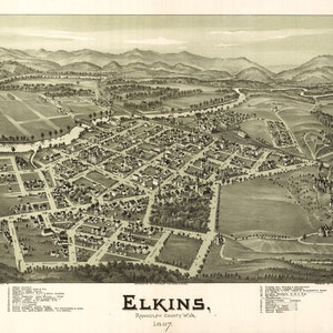 1897 Panoramakarte von Elkins, West Virginia