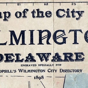 1898 Map of the City of Wilmington Delaware image 2