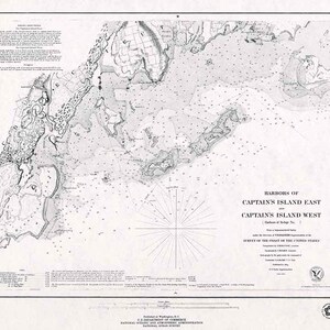 Mapa náutico de 1849 de Captains Island East y West Connecticut
