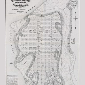 1871 Plan de la ville de Brainerd Crow Wing County Minnesota