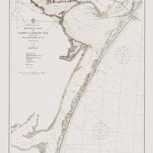 Carta náutica de 1917 del paso de Aransas y la bahía de Corpus Christi, Texas