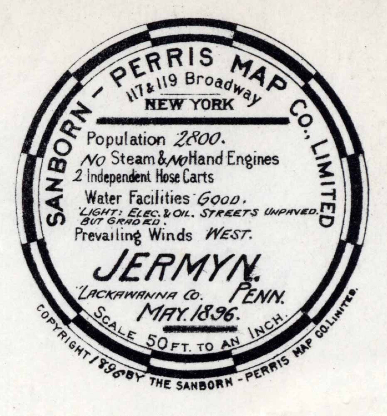 1896 Town Map of Jermyn Lackawanna County Pennsylvania Etsy