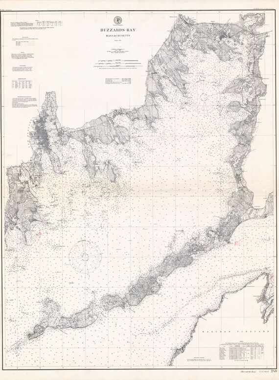 1899 Nautical Map of Buzzards Bay Massachusetts Etsy