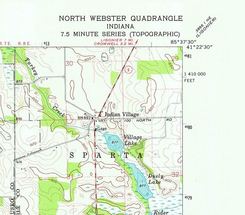 1962 Topo Map of North ster Quadrangle Indiana Lake ster Etsy