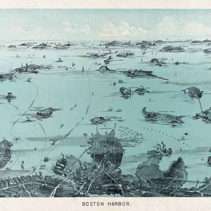1897 Panorama-Karte des Hafens Boston Massachusetts