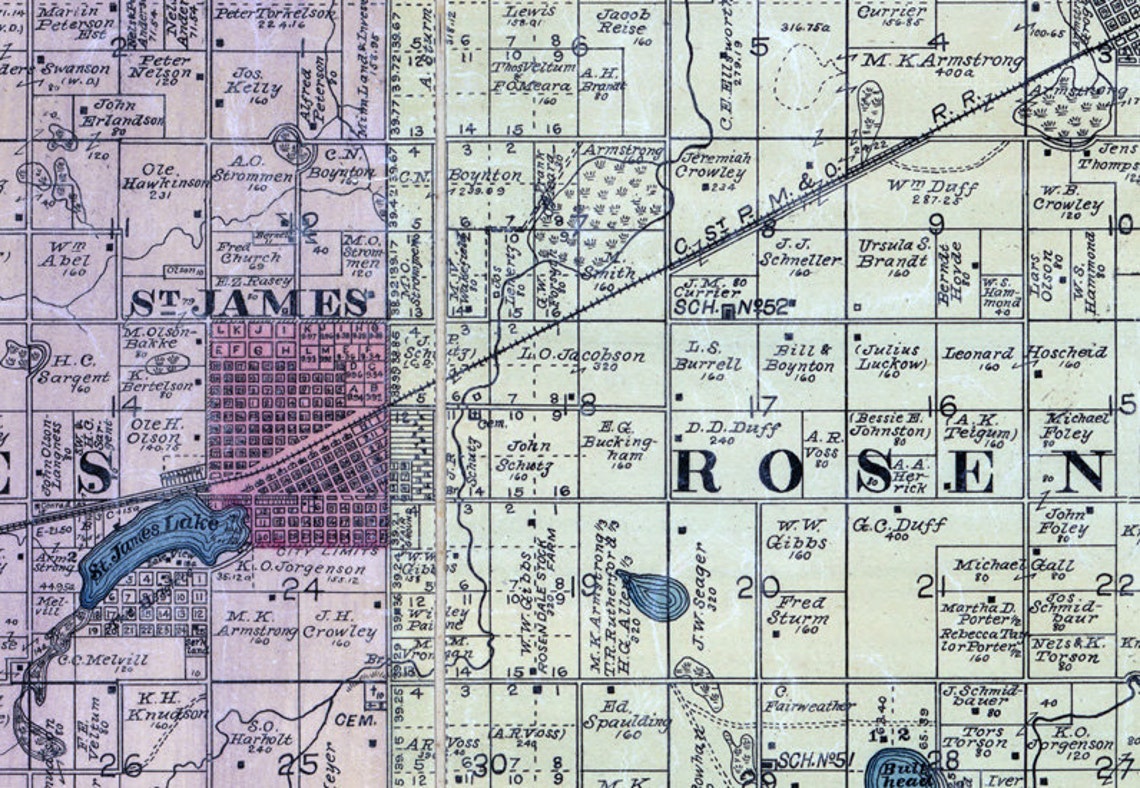 1898 Farm Line Map of Watonwan County Minnesota Etsy