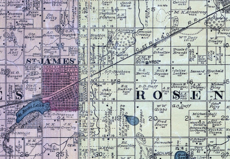 1898 Farm Line Map of Watonwan County Minnesota Etsy