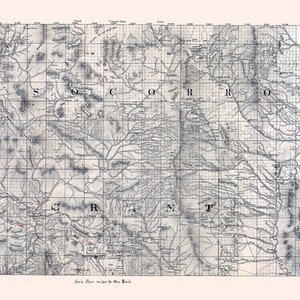 1800s Map of Socorro County and Grant County New Mexico