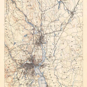 1889 Topo Karte von Vorsehung Rhode Island und Umgebung