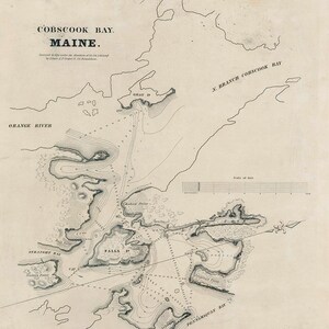 Carte nautique de 1836 de la baie de Cobscook, Maine