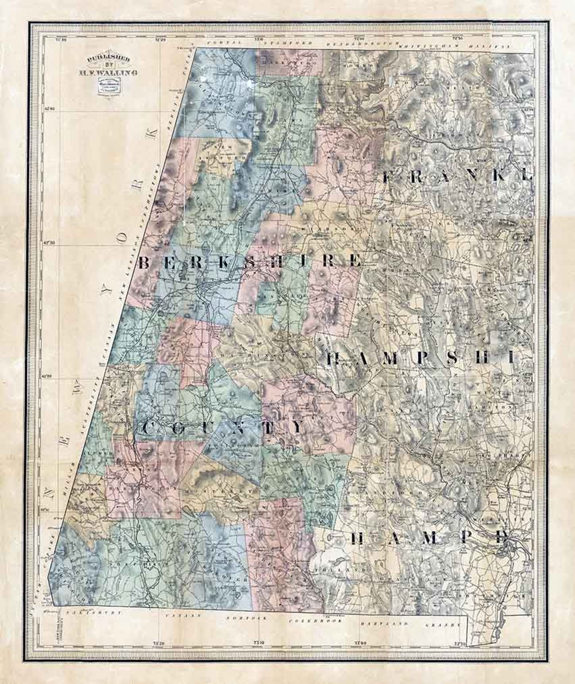 1871 Map of Berkshire County Massachusetts Etsy