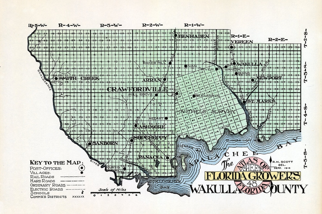 1914 Map of Wakulla County Florida - Il 1080xN.5141701001 E7tx 