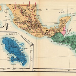 1844 Mapa de países de América del Norte y Central