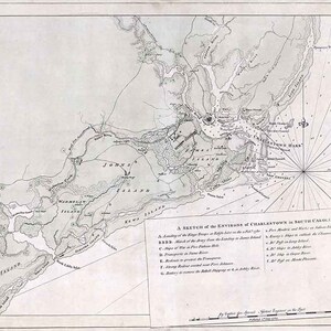 1780 Map of Charlestown South Carolina Johns Island