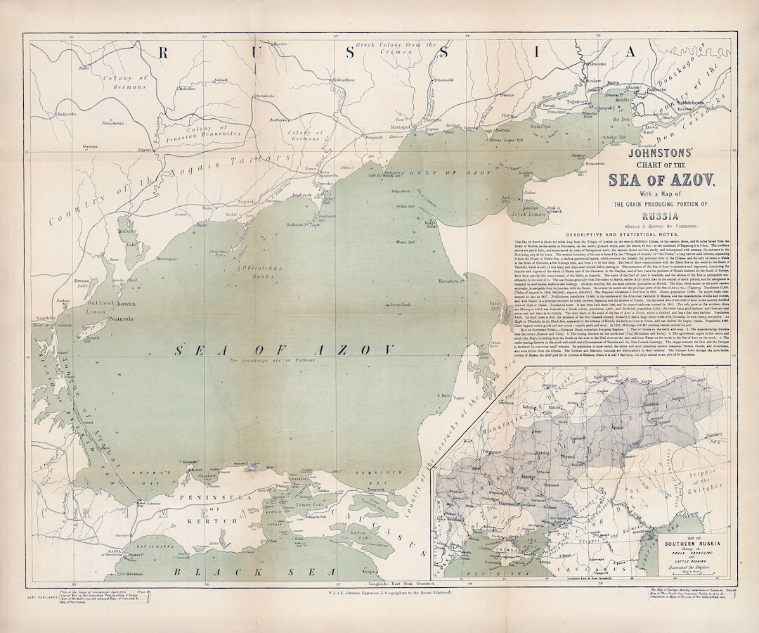 1855 Map of the Sea of Azov Ukraine Russia - Etsy UK