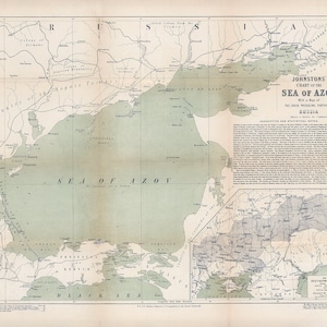 1855- Landkarte des Asowschen Meers Ukraine Russland