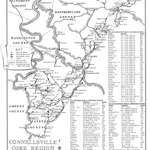 1916-Karte der Koksregionen von Fayette County, Pennsylvania, Connellsville, Uniontown