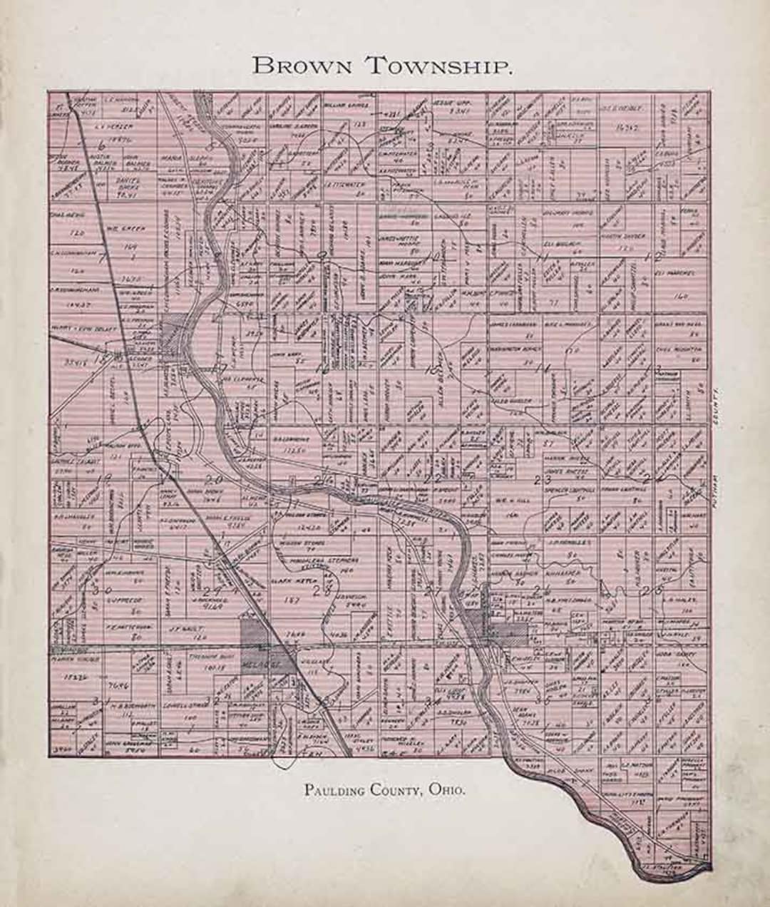 1905 Map of Brown Township Paulding County Ohio Etsy