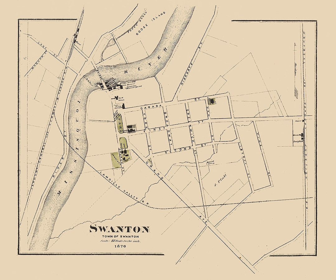 1876 Town Map of Swanton Vermont Etsy