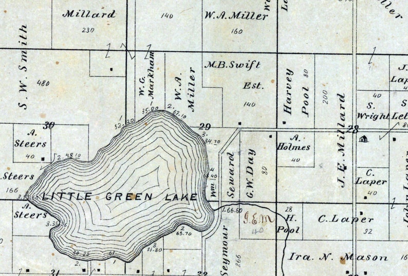 1875 Map of Green Lake Township Green Lake County Wisconsin - Etsy