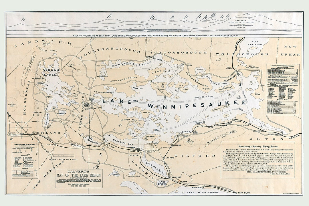 1896 Map of Lake Winnipesaukee New Hampshire - Etsy
