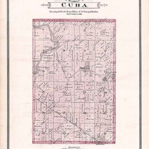 1885 Map of Cuba Township Lake County Illinois