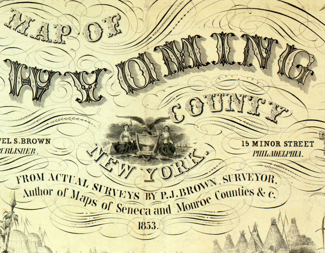 1853 Farm Line Map of Wyoming County NY From Actual Surveys Etsy