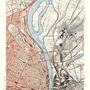 1940 Topo Karte von Granite City Illinois, Mississippi River