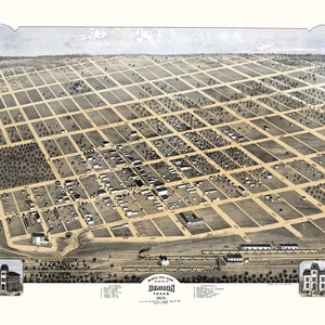 1873 Panorama-Karte von Denison Grayson County Texas