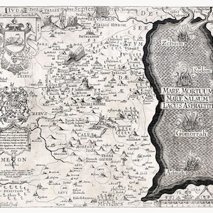 1650 Carte de Juda Palestine Terre Sainte Bible Géographie